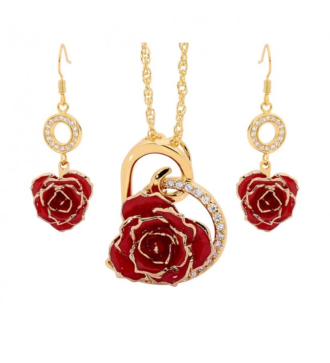Red Heart Theme Pendant and Earring Set