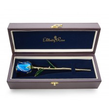 Blue Tight Bud Glazed Rose Leather Case