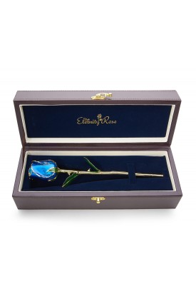Blue Tight Bud Glazed Rose Leather Case