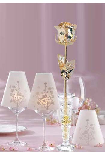 Gold Eternity Roses in Crystal Vase